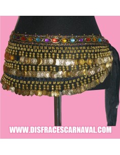 PAÑUELO DANZA DEL VIENTRE TERCIOPELO TURQUESA 3 FILAS DE... 2