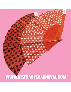 ABANICO PLAST. PEQ. ROJO LUNAR NEGRO