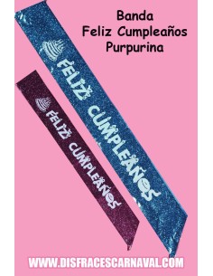 BANDA "FELIZ CUMPLEAÑOS" RASO CON PURPURINA