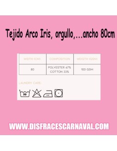 Tejido al corte BANDERA ARCOIRIS. Ancho 80cm 2