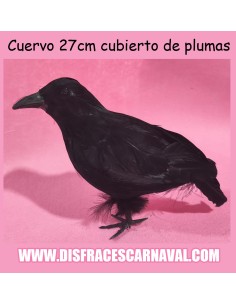CUERVO NEGRO REVESTIDO DE PLUMAS 27cm