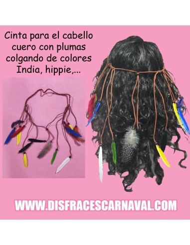 CINTA INDIA/HIPPIE CON PLUMAS COLORES
