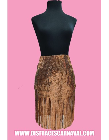 MINIFALDA LENTEJUELAS FLECADA COBRE "TINA TURNER"