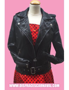 CAZADORA IMIT PIEL ROCKERA CREMALLERAS MUJER