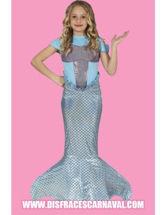 SIRENA VESTIDO  CON COLA LAME ESCAMAS AZ