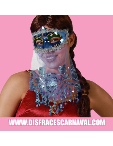 ANTIFAZ ODALISCA AZUL CON VELO ROSTRO
