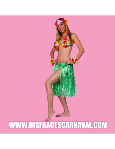FALDA HAWAIANA RAFIA 75-80cm VERDE
