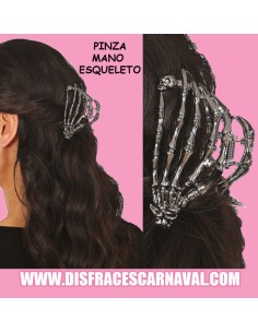 PINZA CABELLO MANO ESQUELETO PLATEADA