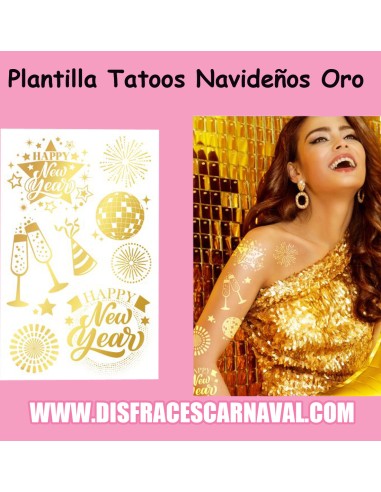 PLANTILLA TATUAJES NAVIDAD DORADOS