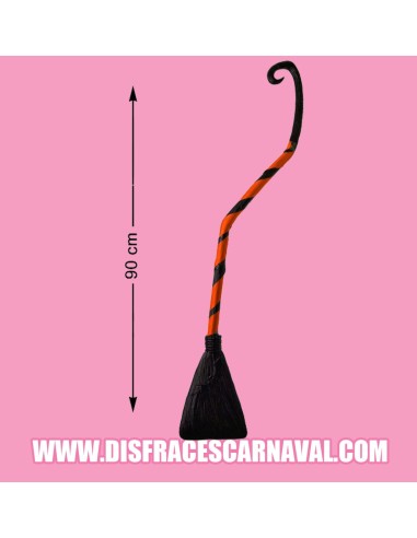 ESCOBA 90cm  DESMONTABLE CON RASO NARANJA
