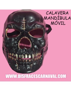 CALAVERA NEGRA Y DORADA MANDIBULA MÓVIL