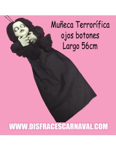 MUÑECA TERRORÍFICA OJOS BOTONES  56cm