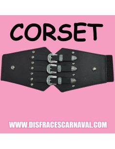 CORPIÑO / CORSET ALTURA 13cm NEGRO CON 3 HEBILLAS