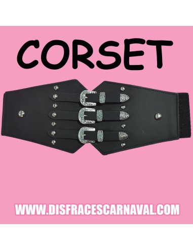 CORPIÑO / CORSET ALTURA 13cm NEGRO CON 3 HEBILLAS