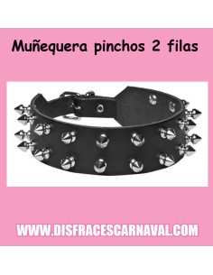 MUÑEQUERA PULSERA 2 FILAS TACHUELAS ROCKERO
