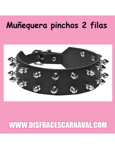 MUÑEQUERA PULSERA 2 FILAS TACHUELAS ROCKERO