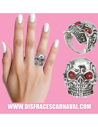 ANILLO CALAVERA OJOS ROJOS ADULTO