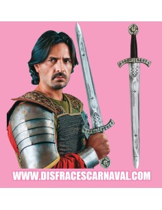 ESPADA MEDIEVAL 60cm PLATA ENVEJECIDA Y ORO
