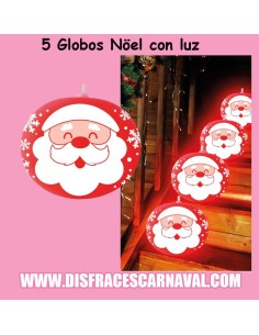 PACK 5 GLOBOS CON LUZ NAVIDEÑOS PAPA NÖEL