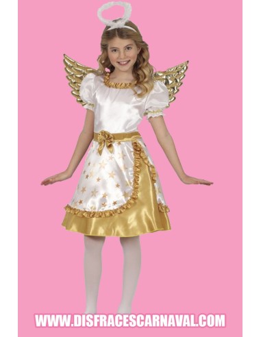 ANGELITA VESTIDO DORADO Y BLANCO CON ESTRELLAS