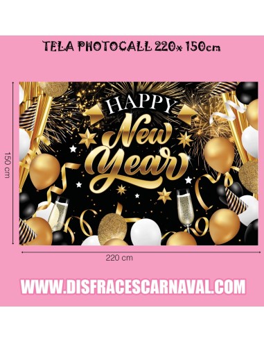 TELA PHOTOCALL NAVIDAD HAPPY NEW YEAR 220x150cm