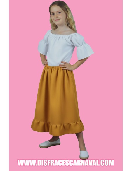FALDA CAMPESINA MOSTAZA INFANTIL