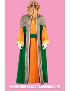 REY MAGO TÚNICA NARANJA Y CAPA VERDE M-L
