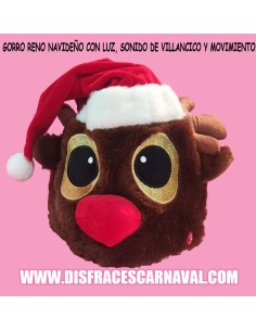 GORRO NAVIDEÑO : RENO OJOS CON LUZ , MOVIMIENTO Y MUSICA...