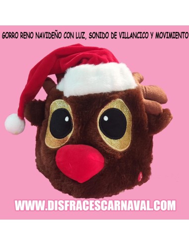 GORRO NAVIDEÑO : RENO OJOS CON LUZ , MOVIMIENTO...