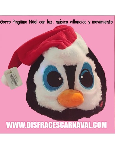 GORRO NAVIDEÑO : PINGUINO OJOS LUZ,MUSICA...