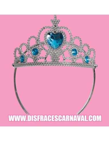 TIARA PLATA DESMONTABLE CON PIEDRAS AZULES