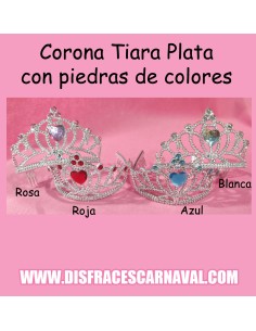 CORONA PLÁSTICO PLATA CON PIEDRAS MONOCOLOR