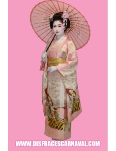 GEISHA SEDA ROSA ESTAMPADA AUTENTICA CON LAZO