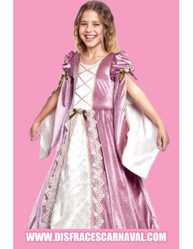 PRINCESA MEDIEVAL TERCIOPELO ROSA PALO