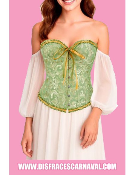 CORPIÑO / CORSET  ESCOTE CORAZÓN EN JACQUARD VERDE