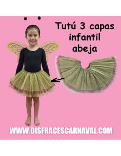TUTU ABEJA 3 CAPAS LARGO 30cm infantil