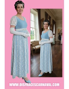 DAMA INGLESA AZUL CELESTE Y ENCAJE BLANCO CON PEDRERÍA