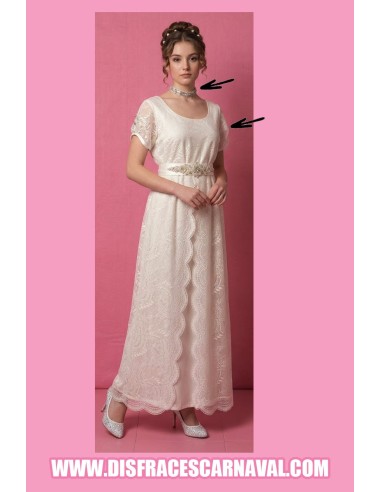 DAMA BRIDGERTON DEBUTANTE BLANCO ENCAJE CON...