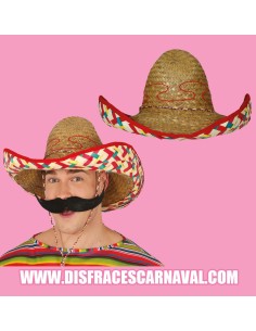 SOMBRERO MEJICANO PAJA 50cm DECORADO