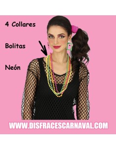 PACK 4 COLLARES BOLITAS NEON Años80s