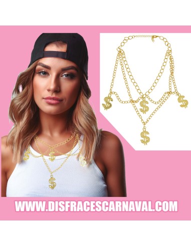 COLLAR DORADO CON 4 SIMBOLOS DOLAR