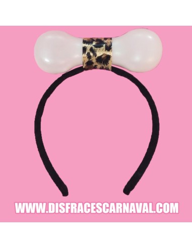 DIADEMA HUESO PLÁSTICO CON ATADO DE LEOPARDO