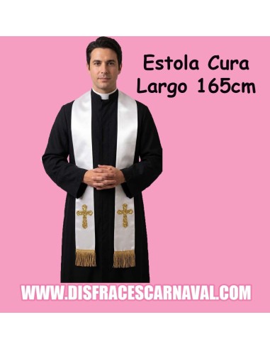 ESTOLA CURA BLANCA CON CRUZ Largo 165cm