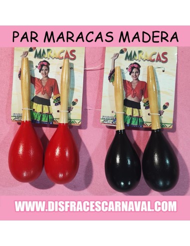 PAR MARACAS MADERA NEGRAS /  ROJAS