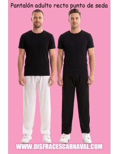 PANTALON RECTO PUNTO SEDA LISO LARGO BLANCO