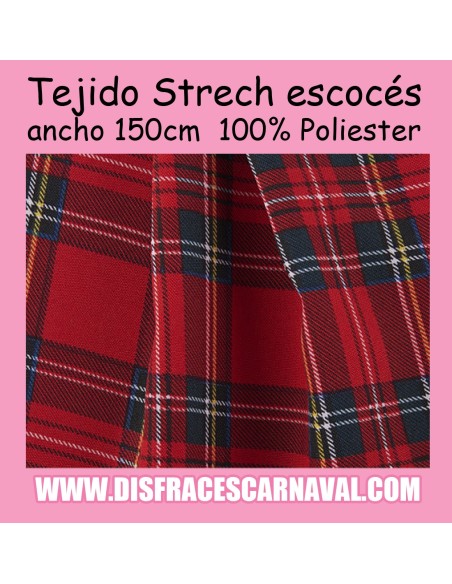 Tejido al corte ESTRECH ESCOCES ROJO ANCHO 150cm