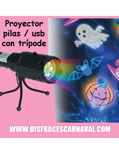 PROYECTOR LED 22cm FIGURAS HALLOWEEN PILAS/USB...