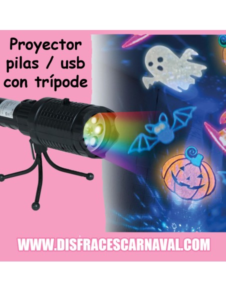 PROYECTOR LED 22cm FIGURAS HALLOWEEN PILAS/USB trípode
