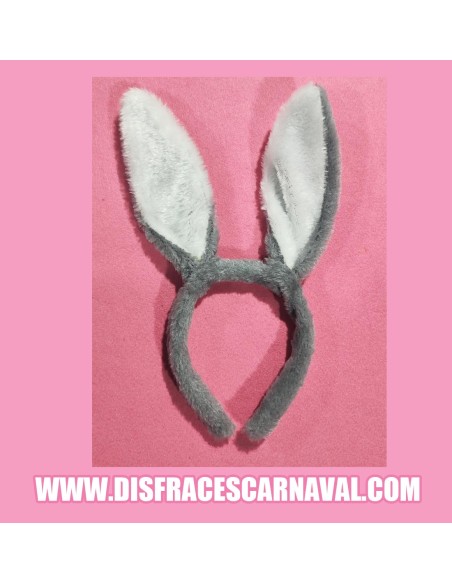 DIADEMA CONEJO GRIS Y BLANCA DACHA