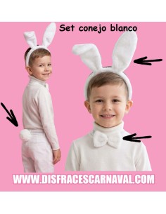 SET CONEJITO : OREJAS + POMPOM PAJARITA GRIS-BL / BL-BL